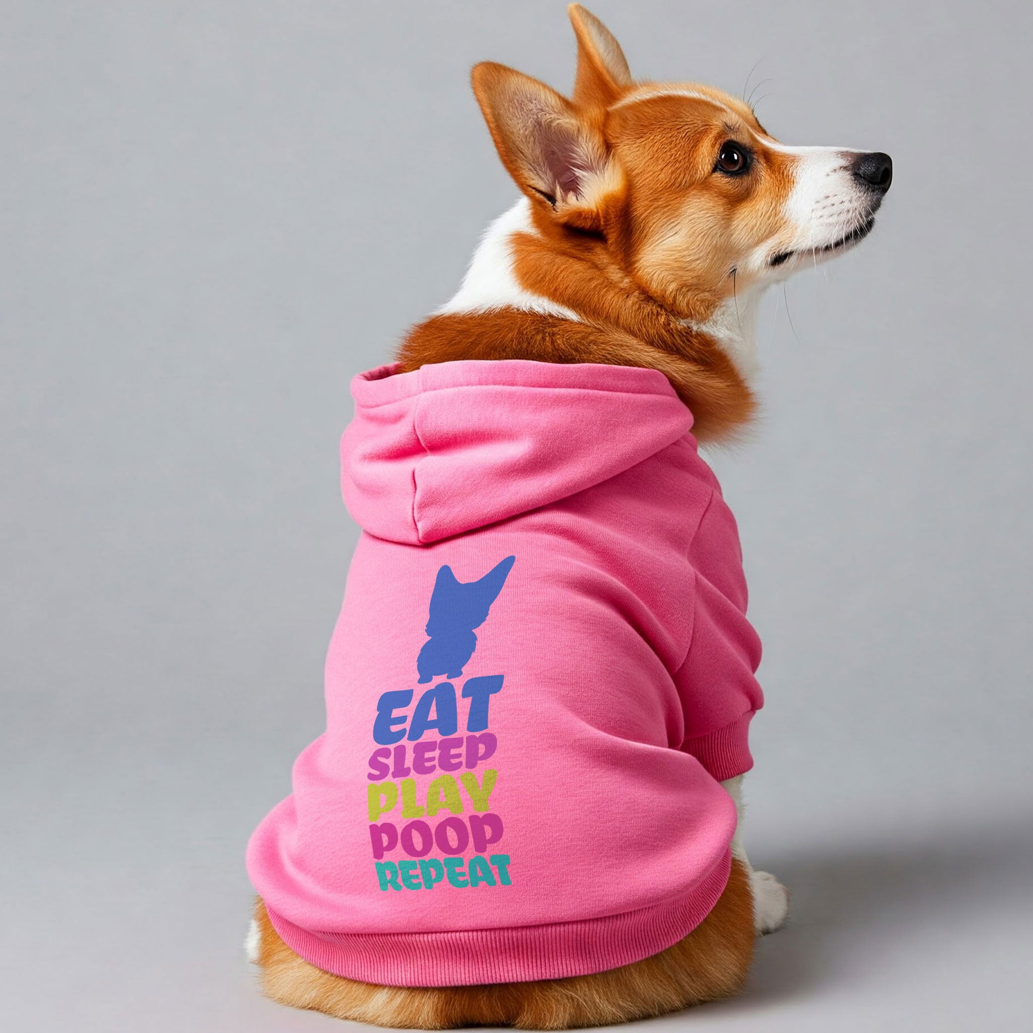EAT, SLEEP, PLAY, POOP, REPEAT - Corgi Hoodie - Dog Clothes