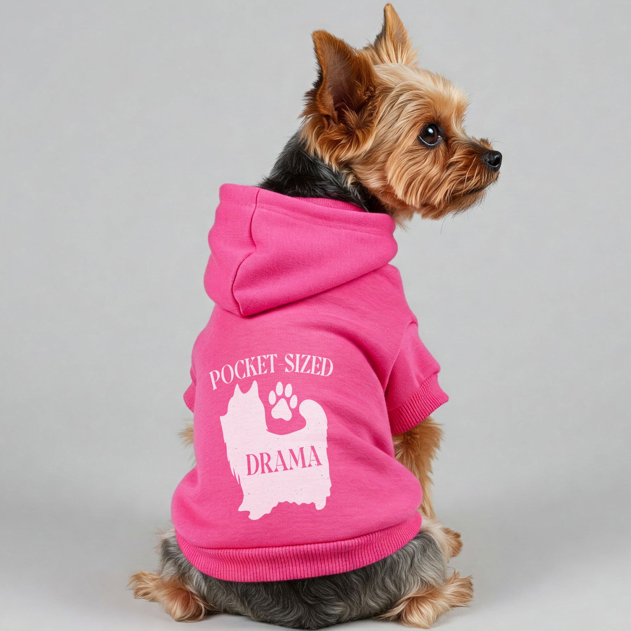 Pocket-Sized Drama - Yorkie Hoodie - Dog Clothes