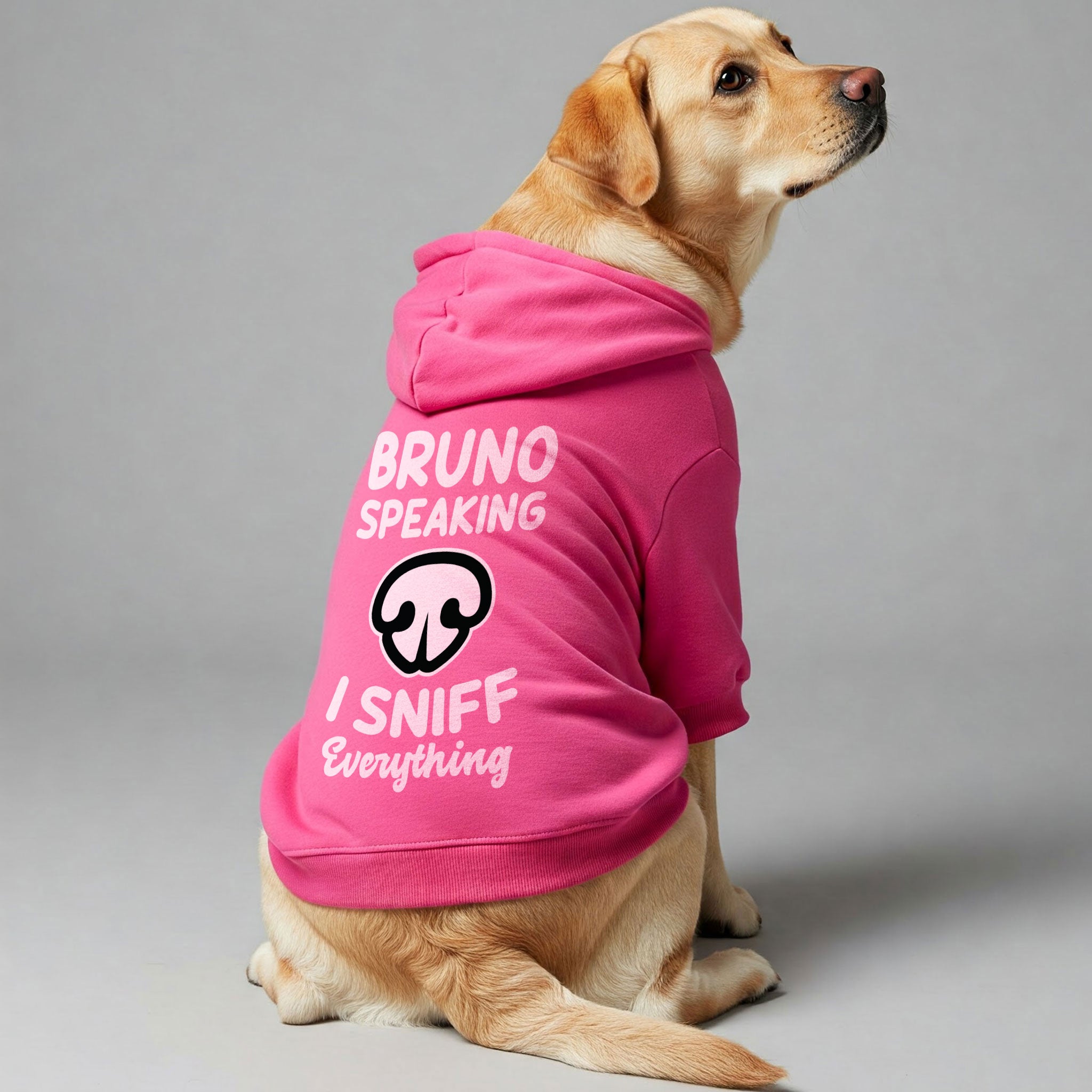 Bruno speaking. I sniff everything  - personalized hoodie with your dog name – dog hoodie – dog clothes