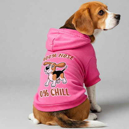 100% Nose, 0% Chill - Beagle Hoodie - Dog Clothes