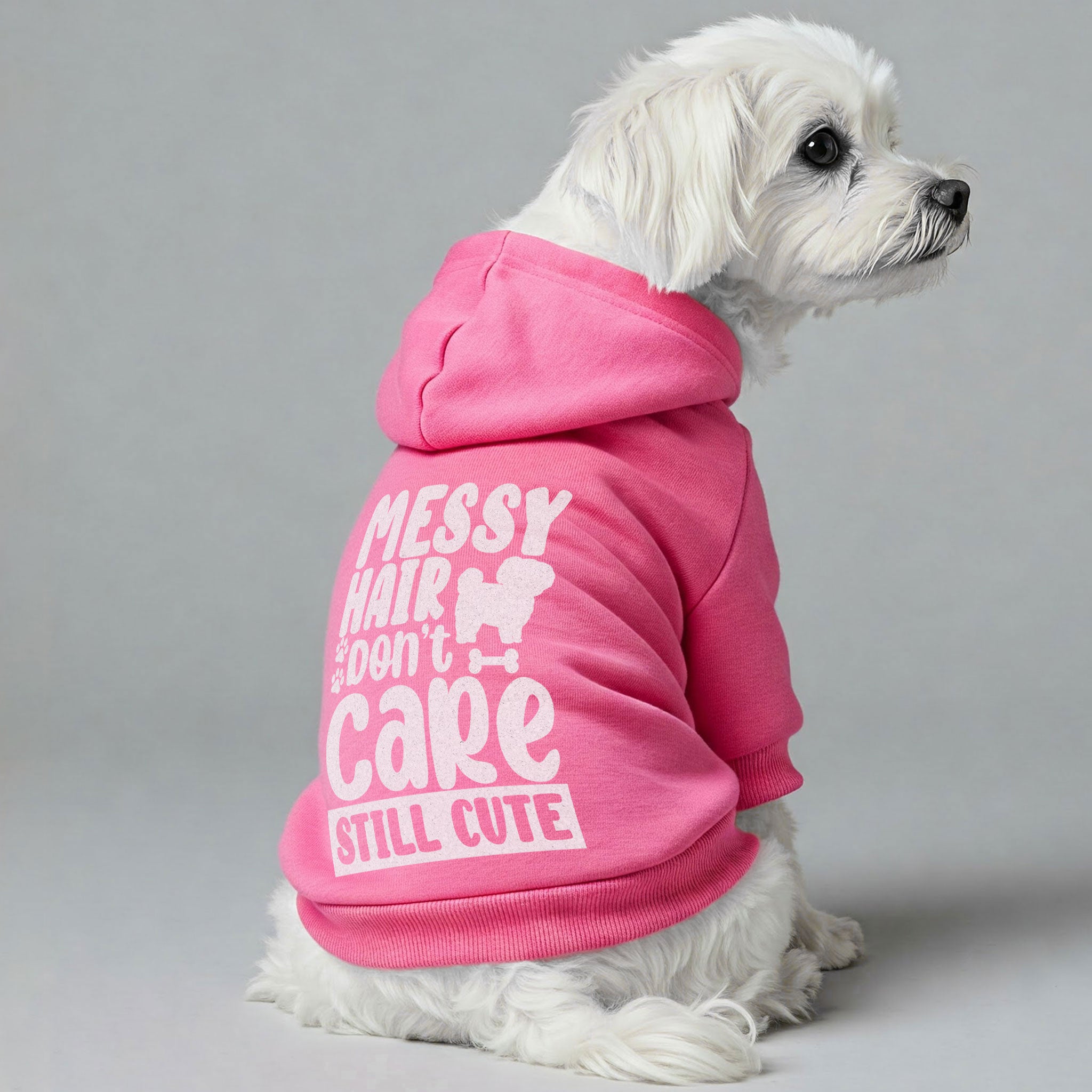 Messy hair, don’t care – still cute  - Maltese Dog Hoodie