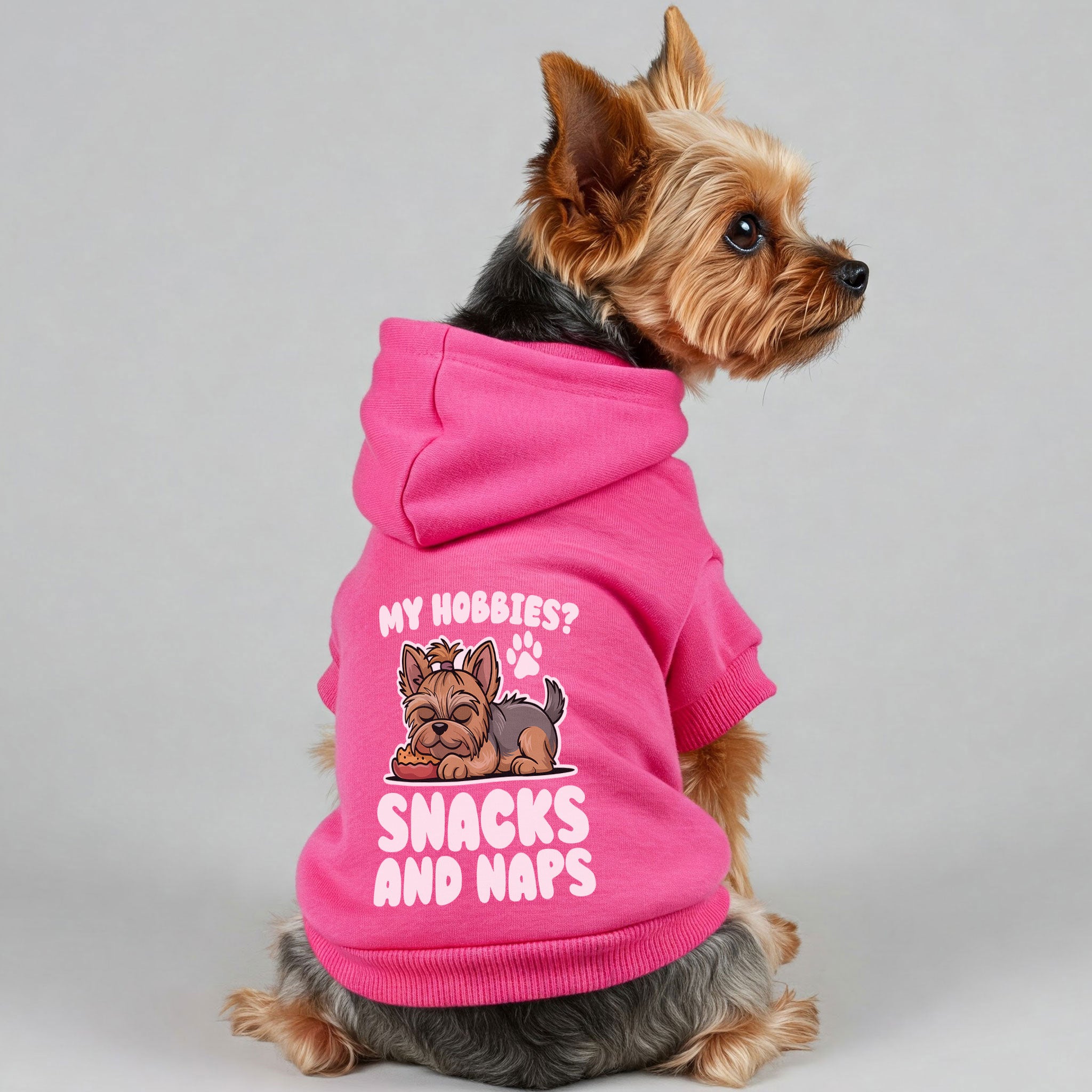 My hobbies? Snacks and naps - Yorkie Hoodie - Dog Clothes