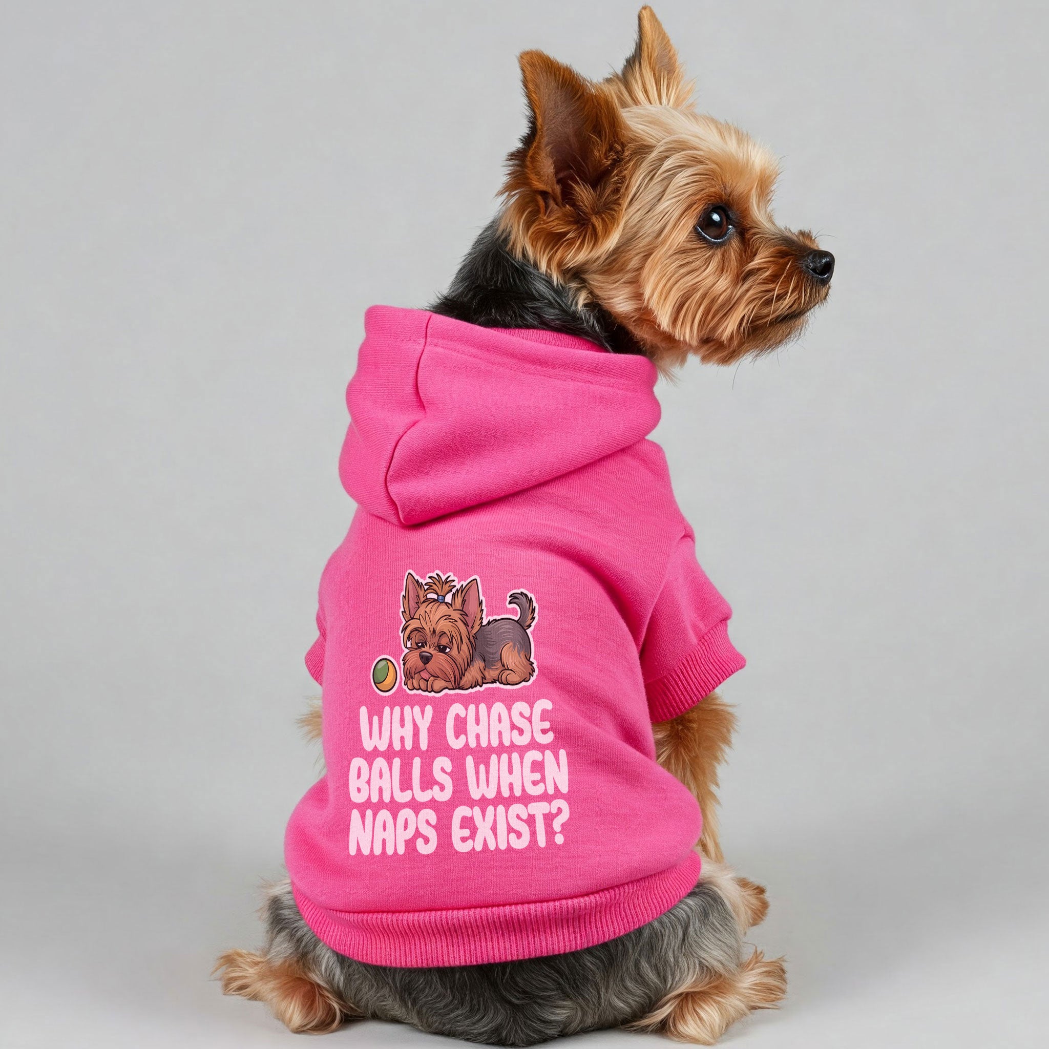 Why chase balls when naps exist? - Yorkie Hoodie - Dog Clothes