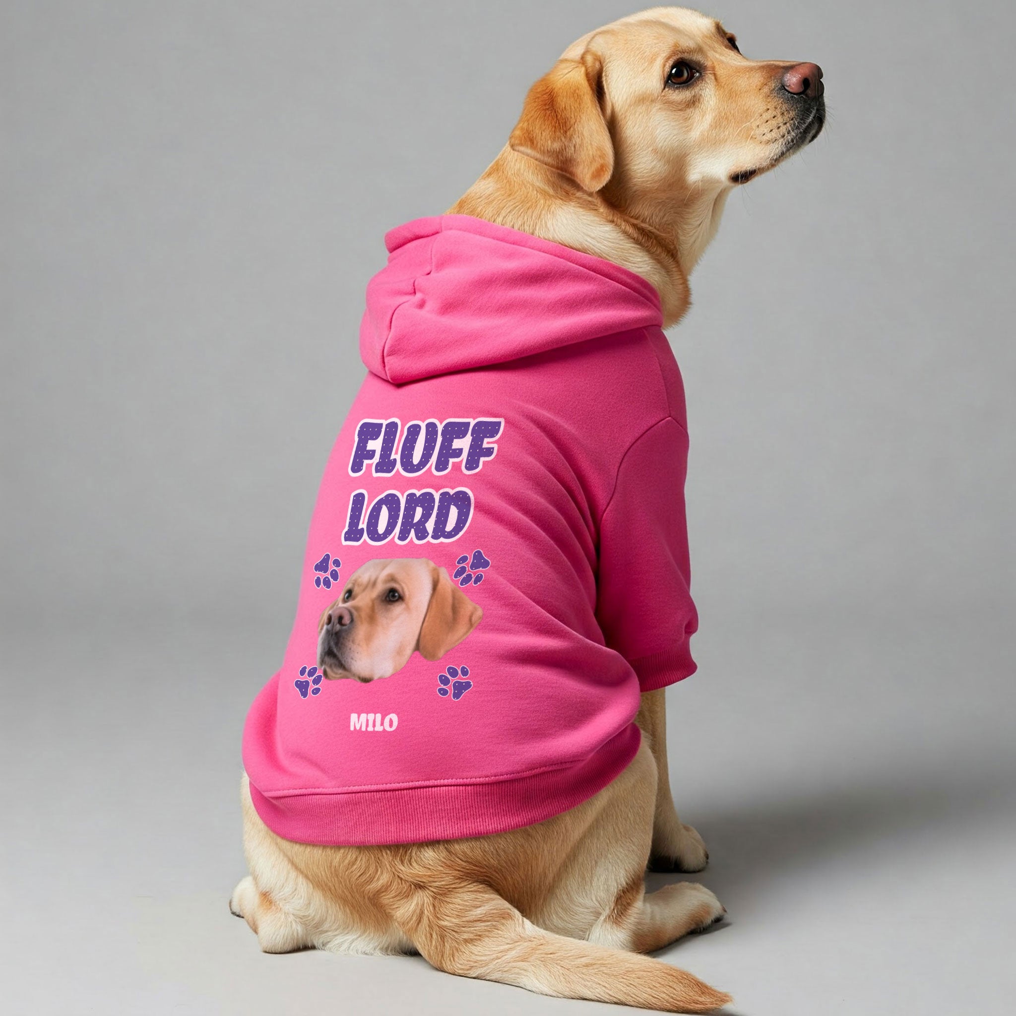 Fluff Lady - Personalized hoodie with your dog’s name,Face, and LADY or LORD – dog hoodie – dog clothes