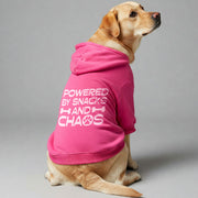Powered by snacks and chaos – Dog Hoodie – Dog Clothes