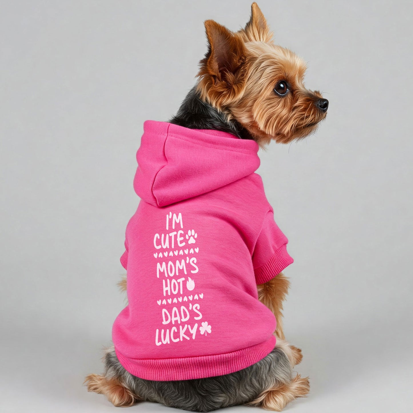 I’m cute, Mom’s hot, Dad’s lucky – Dog Hoodie – Dog Clothes