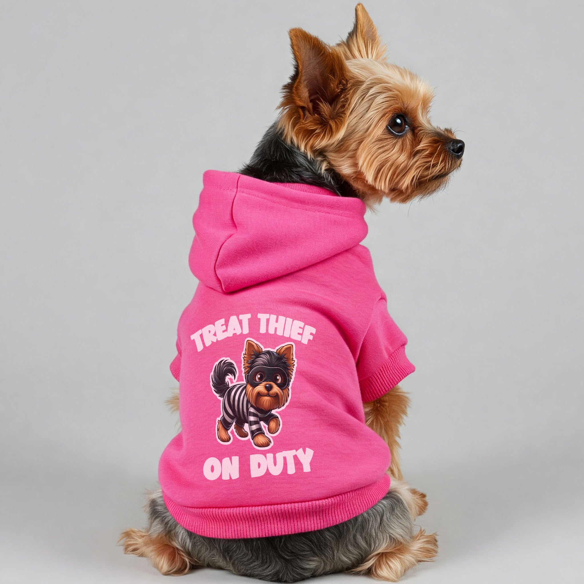 Treat thief on duty - Yorkie Hoodie - Dog Clothes