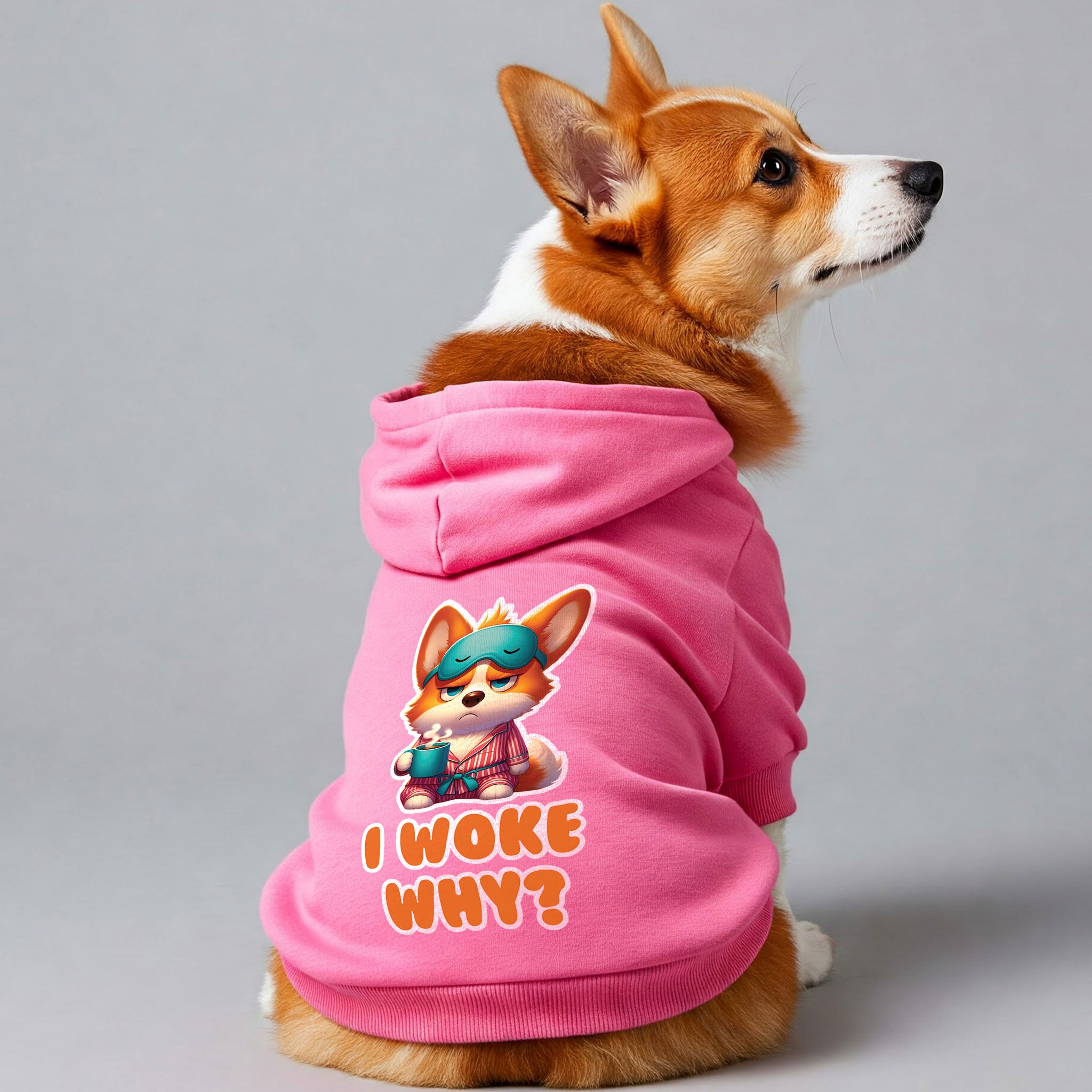 I woke... why? - Corgi Hoodie - Dog Clothes