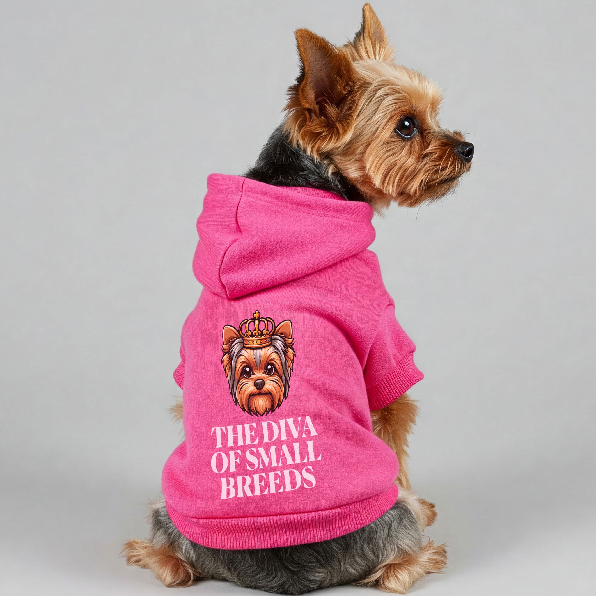 The diva of small breeds - Yorkie Hoodie - Dog Clothes