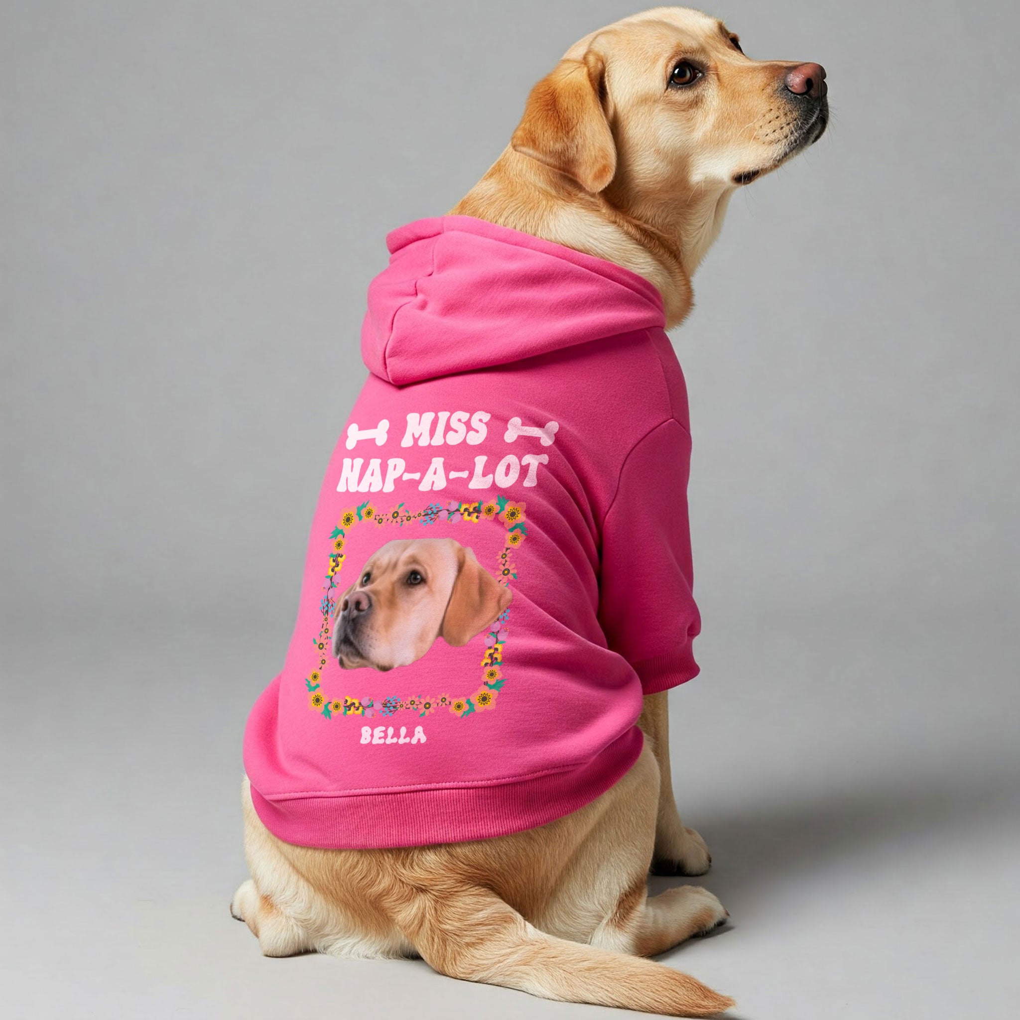 NAP A LOT  - Personalized hoodie with your dog’s name,Face, and MISS or SIR – dog hoodie – dog clothes