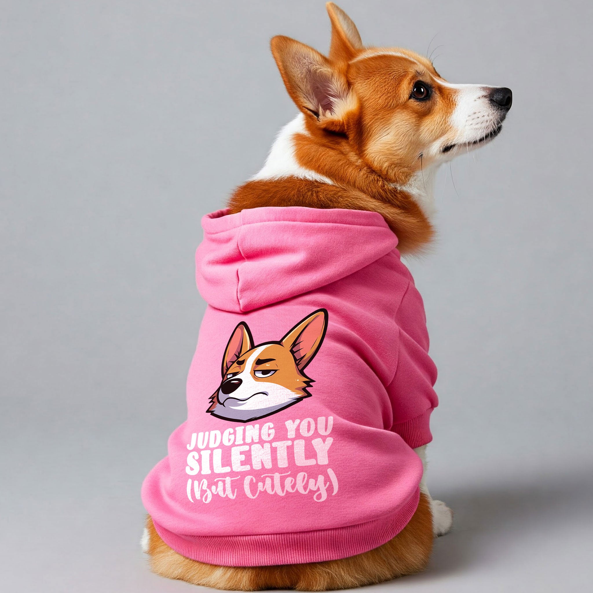 Judging you silently (but cutely) - Corgi Hoodie - Dog Clothes