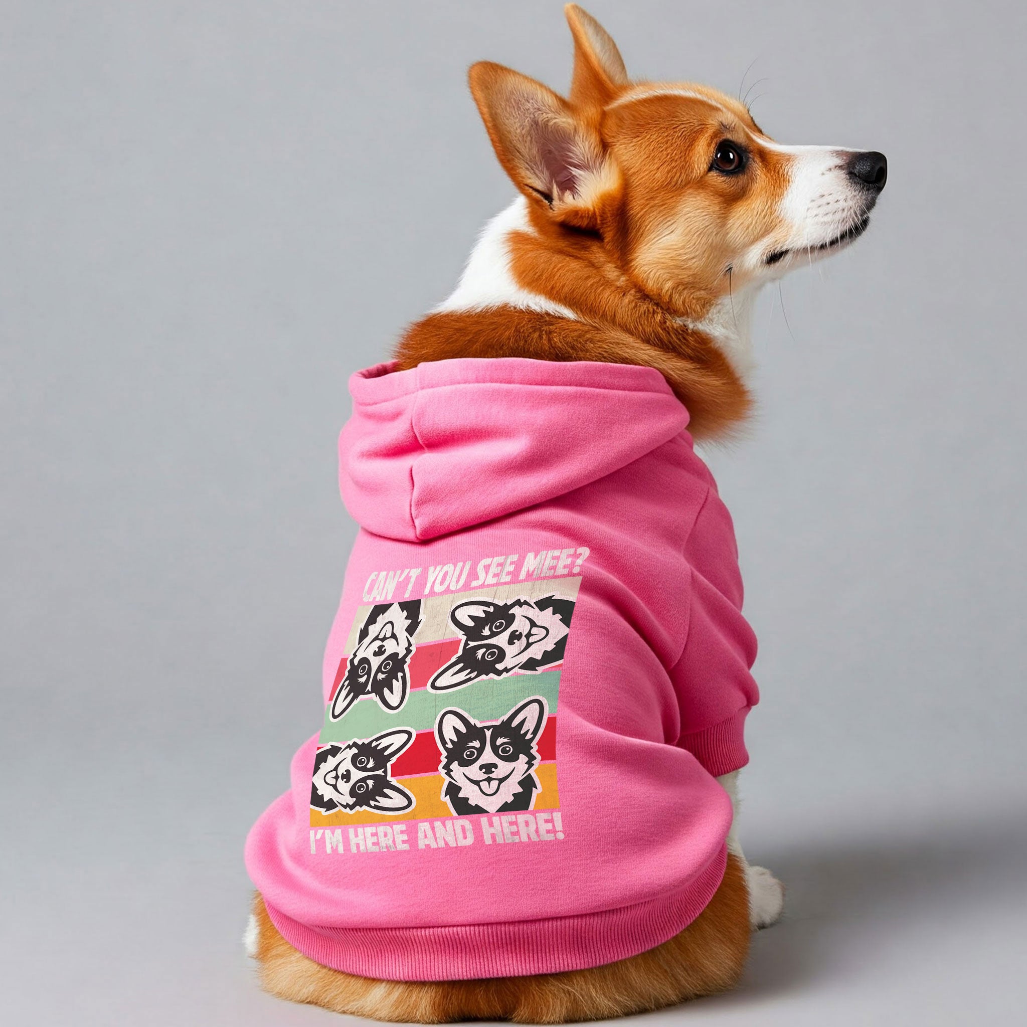 CANT YOU SEE MEE?,IM HERE AND HERE! - Corgi Hoodie - Dog Clothes